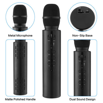 Aceshop Karaoke Drahtloses Mikrofon Tragbares Handheld-Bluetooth-Lautsprechermikrofon, Drahtlose Mikrofone Karaoke-Maschine Heim-KTV-Player Kompatibel mit Android- und iOS-Geräten für Party/Gesang