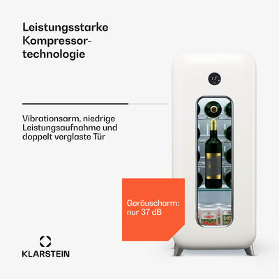 Klarstein Freistehender Weinkühlschrank 1 Zone, Getränkekühlschrank Klein, Kleiner Weinschrank, Wein-Kühlschrank Klein mit Glastür, Indoor/Outdoor Flaschenkühlschrank, Wine Fridge, 15 Flaschen