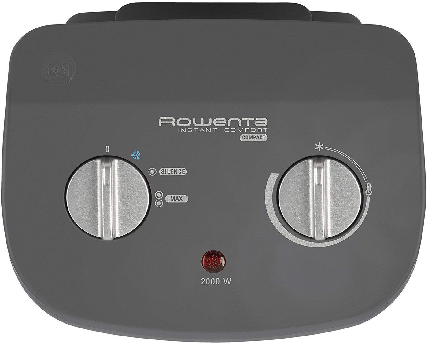 Rowenta SO2320 Instant Comfort Compact Heizlüfter | 2000 Watt | 2 Leistungsstufen | leise Heizung | kompakt | leicht zu transportieren | Auto Safety | Grau