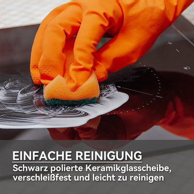 Hermitlux Domino Glaskeramikkochfeld, Eingebaut 29 cm Glaskeramik Elektrisches Kochfeld, 9 Leistungsstufen, Sensor-Touch-Steuerung, Kindersicherung, 1-99 Minuten-Timer, Geeignet für Alle Töpfe