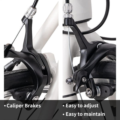 Hiland 700c Rennrad, 14 Gänge, Leichter Aluminiumrahmen, 28 Zoll Rennrad, Rahmengroß L City Commuting Rennrad für Männer Frauen, Weiß