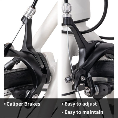 Hiland 700c Rennrad, 14 Gänge, Leichter Aluminiumrahmen, 28 Zoll Rennrad, Rahmengroß L City Commuting Rennrad für Männer Frauen, Weiß