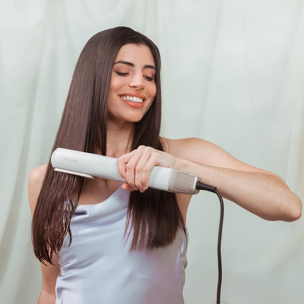 Cecotec Haarglätter mit Luft RitualCare Air Lisse 2in1 Blau. 1000W, Trocknet und Glättet, Reduziert Schäden durch hohe Temperaturen, Digitalmotor, 106000RPM, Hochdruckschlitz, Plasma, Keramik, Keratin