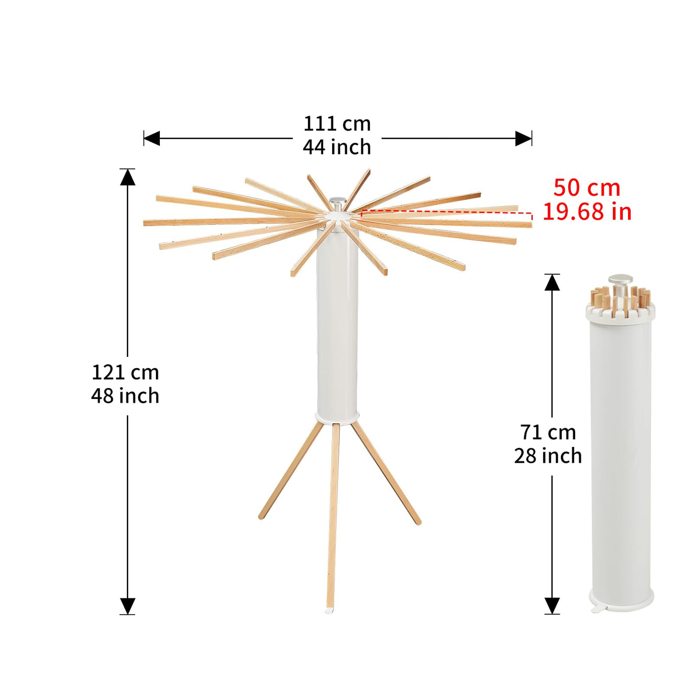 JOOM wäscheständer Holz, faltbar, tragbarer wäscheständer, wäscheständer platzsparend, wäscheständer ausziehbar - wäscheständer (Holz, weiß)