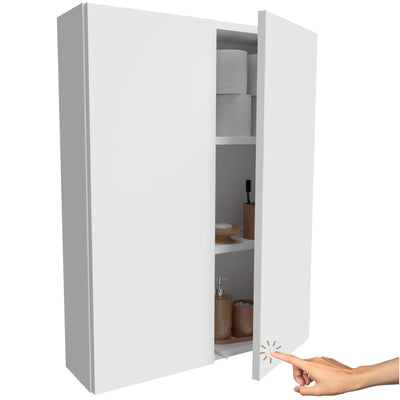 Miradu Badezimmermöbel, badmöbel für kleine bäder mit Push-to-Open-Fronten, Badregal, Apothekerschrank, badezimmerschränke, badschrank schmal hängend, Regal 20 cm tief, (Weiß, 78x60x17)