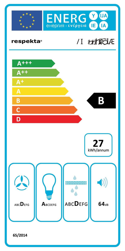 Respekta Dunstabzugshaube/Wandhaube 60 cm/Edelstahlgehäuse/Abluft - und Umluftfunktion / CH22058IX-B/B / 59 – 64 dB