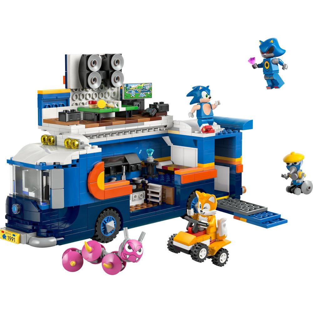 LEGO Sonic The Hedgehog Team Sonics Kommando-Truck - Interaktives Spielzeug mit ATV-Auto und 5 Minifiguren mit Tails - Kreatives Geschenk für Jungen, Mädchen und Gamer Fans ab 8 Jahren - 77006