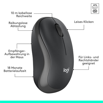 Logitech MK295 kabelloses Tastatur-Maus-Set mit SilentTouch-Technologie, Shortcut-Tasten, optischer Spurführung, Nano USB-Empfänger, verzögerungsfreier Drahtlosverbindung, QWERTZ layout - Graphit, PC