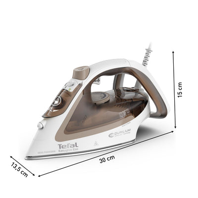 Tefal Easygliss Eco Dampfbügeleisen, 2800 Watt, 240 g/Min. Dampfstoß, 50 g/Min. automatischer Dampf, Vertikaldampf, Durilium AirGlide Bügelsohle, 88% recycelbar, Eco-Modus, mocha/weiß, FV5780