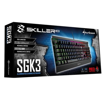 Sharkoon, Verkabelt, Skiller Mech SGK3 Mechanische Gaming Tastatur (mit RGB-Beleuchtung, rote Schalter, N-Key-Rollover, 1000 Hz Polling Rate) schwarz