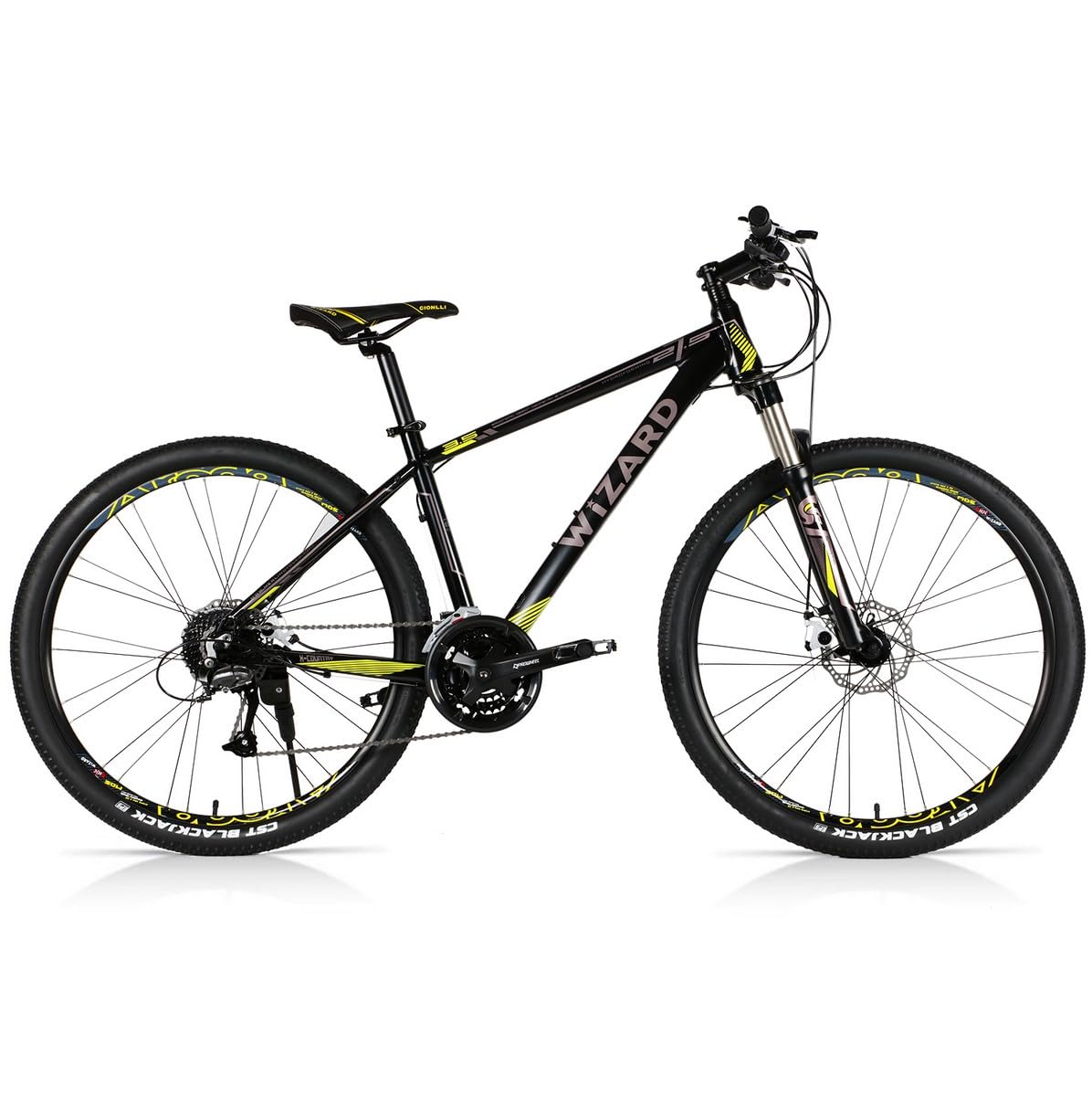Wizard X-Country 3.5 Fahrrad Erwachsener Männlich Mountainbike Deore 27 Gang MTB CC Cross |27.5 Zoll Gelb (Rahmengröße: 54cm/21Zoll)
