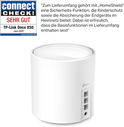 TP-Link Deco X50 Mesh WLAN Set (2 Pack), Wi-Fi 6 AX3000 Dual Band Router & Repeater, 3x Gigabit Ports für jede Einheit, empfohlen für Häuser mit 3-4 Schlafzimmern, Umfassender Jugendschutz, WPA3