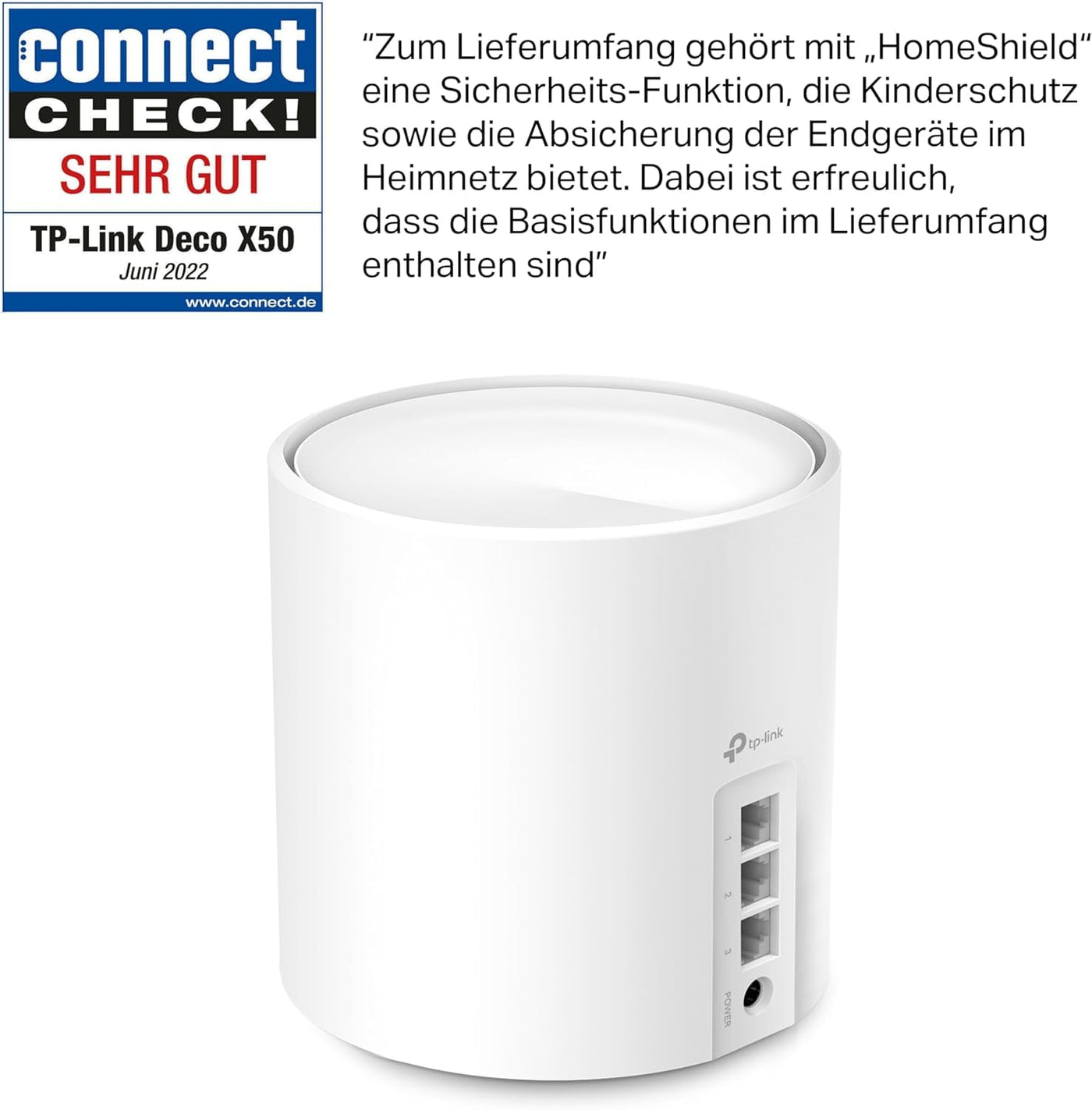TP-Link Deco X50 Mesh WLAN Set (1 Pack), Wi-Fi 6 AX3000 Dual Band Router & Repeater, 3x Gigabit Ports, Zusatzeinheit, empfohlen für Häuser mit 1-2 Schlafzimmern, Umfassender Jugendschutz, WPA3