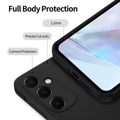 Qasyfanc Handyhülle für Samsung Galaxy A55 5G Hülle mit 2 Stück Schutzfolie, Soft TPU Silikon Case Ultra Dünn Microfiber Kameraschutz Anti-Kratzer Hülle für Samsung Galaxy A55 (Schwarz)