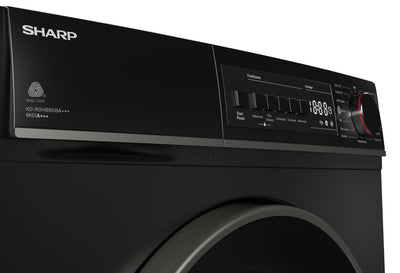 Sharp KD-ROHB8GBA+++-DEWärmepumpentrockner / A+++ / 8 kg / 15 Programme inkl. 30 min Kurzprogramm / BubbleDrum-Schontrolmmel mit LED-Trommelbeleuchtung / Ablaufschlauch / Schwarz