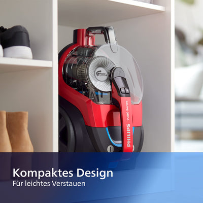 Philips Domestic Appliances FC9729/09 beutelloser Staubsauger PowerPro Expert (900 W, 2 L Staubvolumen, integriertes Zubehör) rot