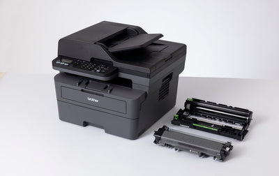 Brother MFC-L2827DW 4-in-1-Multifunktions-Laserdrucker, 32 ppm, Duplexdruck, 2-zeiliges LC-Display, Fast Ethernet, WLAN mit 5 GHz und USB 2.0
