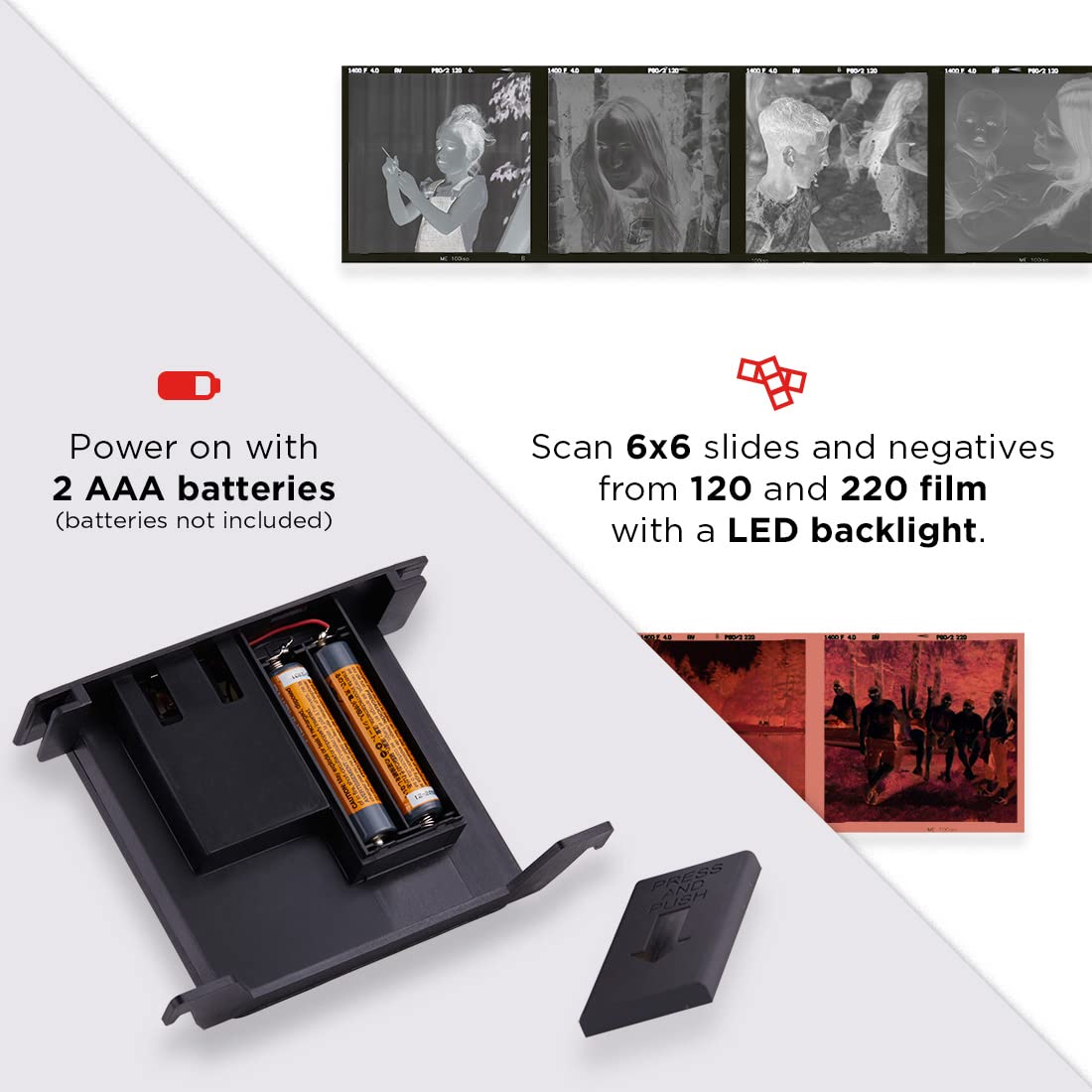 KODAK 6x6 Mobiler Filmscanner, konvertieren und speichern Sie 6x6 Dias und Negative [120 und 220 Filmformate] auf Ihrem Smartphone