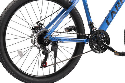 Hardtail 26 Zoll Aluminium Fahrrad, 21-Gang Shimano Schaltung, Federgabel 80 mm, integrierte Kabelführung, vormontiert, Mountainbike für Damen & Herren, Outdoor & Trail geeignet (Blau)