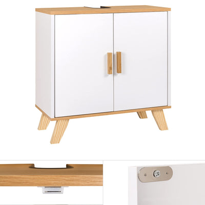 EUGAD Waschbeckenunterschrank Unterschrank Badezimmerschrank Waschtisch Badschrank mit 2 Türe 60 x 30 x 60 cm Weiß