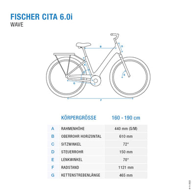 Fischer E-Bike City, CITA 6.0i Elektrofahrrad für Damen und Herren, RH 44 cm, Mittelmotor 50 Nm, 36 V Akku im Rahmen, Platingrau matt, 28 Zoll