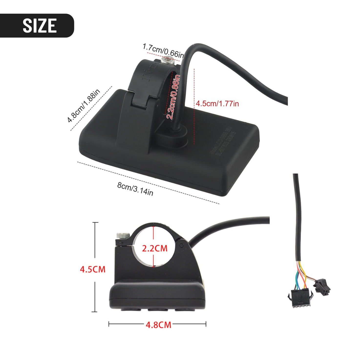E-Bike S866 Display, 24 V, 36 V, 48 V, S866 Elektrofahrrad-LCD-Display, Messgerät, Bedienfeld, Buntes Display, Elektrischer Mountainbike-Tachometer ABS-Schale für 2,2cm Lenker für UART NO.2