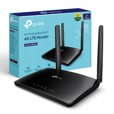 TP-Link Archer MR202 LTE Router, 4G Router SIM Karte, WLAN Dual-Band AC750, 4G Cat4 bis zu 150 Mbit/s, 4 Ports, Plug and Play, MU-MIMO, TP-Link One Mesh