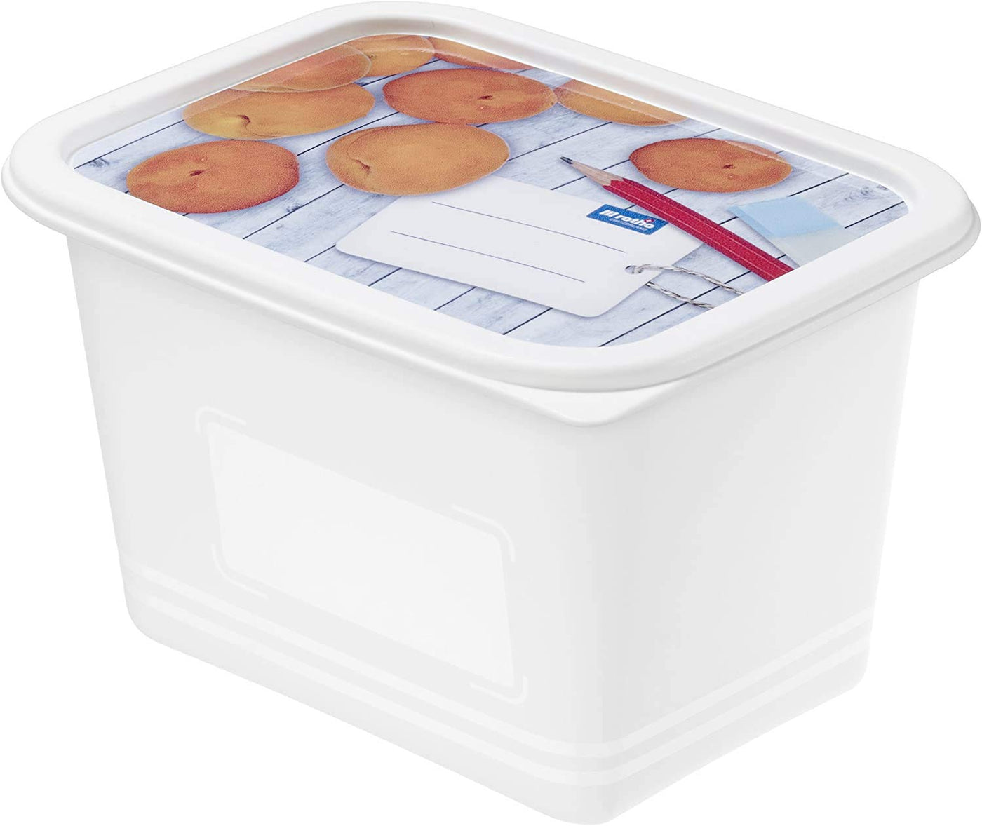 Rotho Domino 4er-Set Gefrierdose 1l mit beschreibbarem Motiv auf dem Deckel, lebensmittelechter Kunststoff (PP) BPA-frei, weiss, 4 x 1l (15.7 x 11.8 x 10.0 cm), Weiß