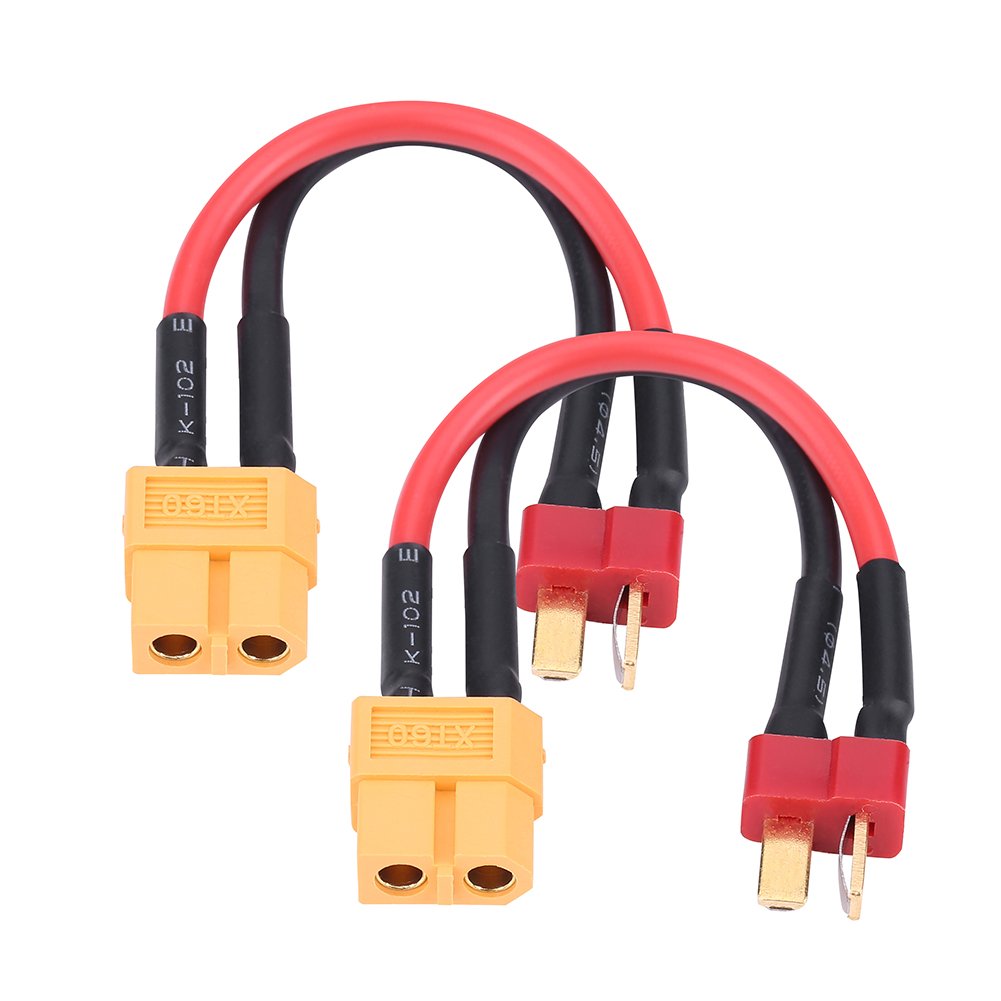 2 Stück XT60 auf T-Stecker-Adapter-Anschlusskabel 14 AWG mit 10 cm Draht für RC-Ladegerät (T-Stecker männlich auf XT60 weiblich)