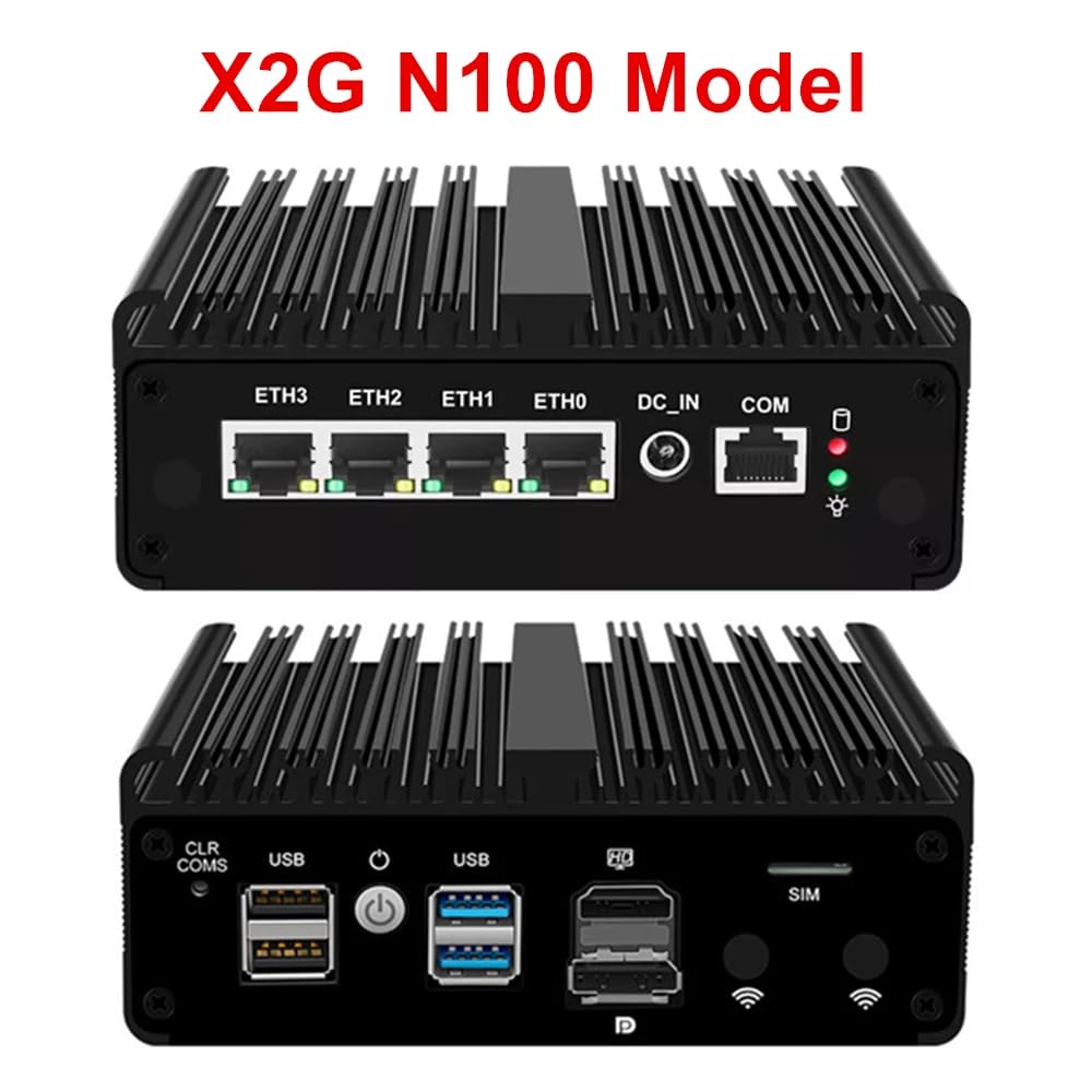 PcZinophyte Micro Firewall Appliance, N100 Firewall Router PC Upgraded Version Lüfterloser Mini PC 4X i226-V 2.5G Solid Computer Proxmox ESXi OPNsense