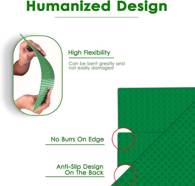 2 Große Bauplatte Kompatibel mit Lego Duplo Platten,38.4 * 38.4cm Classic Grundplatte mit 24 x 24 Noppen für Duplo Steine,Konstruktionsspielzeug für Kleinkinder,Mädchen und Jungen, Grün