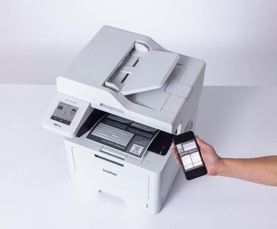 Brother MFC-L5710DN 4-in-1 Mulifunktionsdrucker schwarz weiß (A4, 48 Seiten/Min., 1.200x1.200 DPI, LAN, Duplex-ADF, 250 Blatt Papierkassette) weiß/grau
