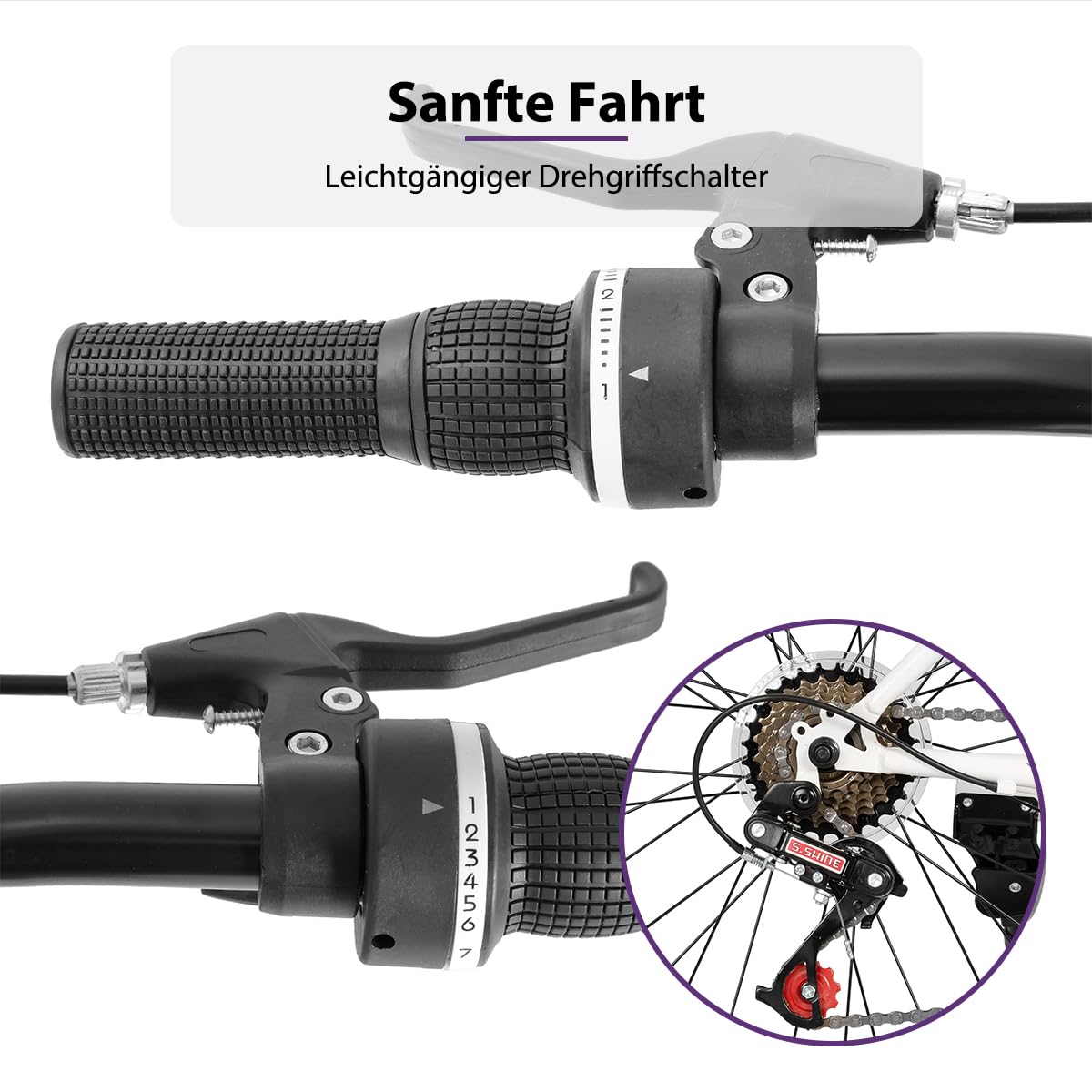 Hiland Bamcbase Mountainbike für Damen, 26 Zoll 21 Gänge Mountainbike für Erwachsene, Weiß MTB