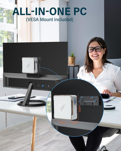 NiPoGi GK3 Plus Mini PC, Ιntel Alder Lake-N95(bis zu 3,40 GHz), 16GB DDR4 512GB M.2 SSD Mini Desktop Computer, 2X HDMI, 4K UHD Triple Display, Dual WiFi, Micro PC mit VESA für Büro/Heim.