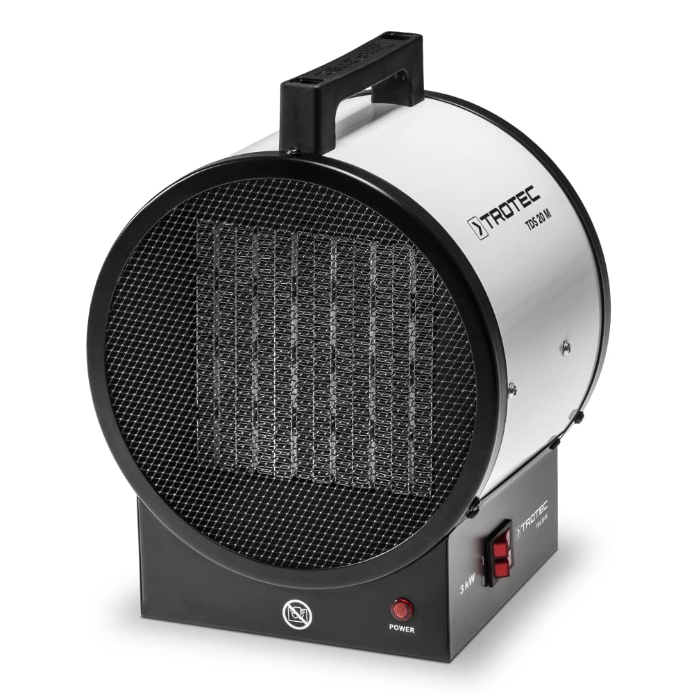 TROTEC Bauheizer elektrisch TDS 20 M – Heizleistung 1,5 kW / 3 kW – Elektroheizer Luftmenge 290 m³/h – Heizlüfter mit Thermostat, Keramik