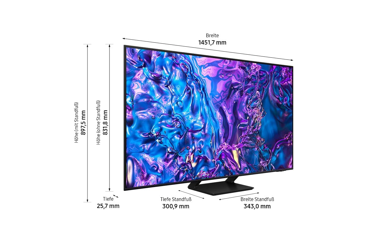 Samsung QLED 4K Q70D Fernseher 65 Zoll, Samsung TV mit AI Quantum Prozessor 4K, 4K AI Upscaling, Samsung Tizen OS, Motion Xcelerator 120 Hz, Smart TV, KI TV, GQ65Q70DATXZG, Deutsches Modell [2024]