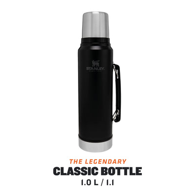 Stanley Classic Legendary Thermosflasche 1L - Thermos Hält 24 Stunden Heiß oder Kalt - Edelstahl Thermoskanne - BPA-Frei - Spülmaschinenfest - Matte Black