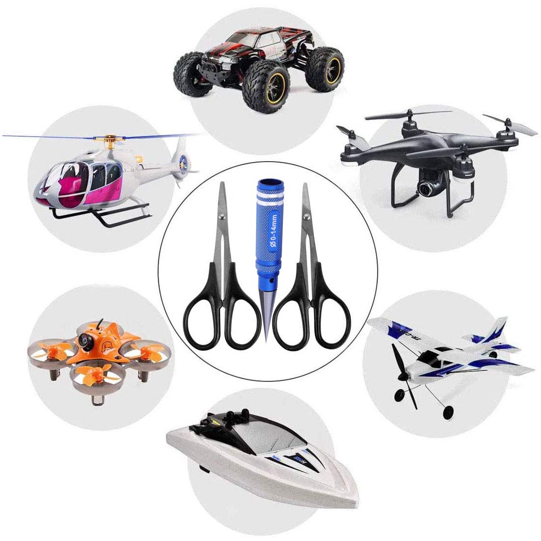 0-14mm Body Reibahle Locher Gerade Schere und gebogene Schere Set Universalwerkzeug für RC Car Body Shell Hobby Reparaturwerkzeuge