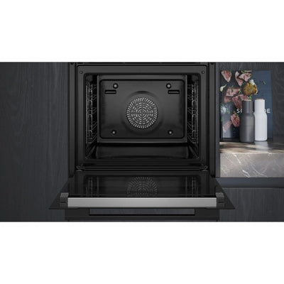 Siemens HB778G3B1,Q700 Smarter Einbau-Backofen, 60 x 60 cm, Made in Germany, Pyrolyse & Hydrolyse Selbstreinigung, Bratenthermometer, Air Fry, Backautomatik, Farbiger Touchscreen, 4D Heißluft, Schwarz