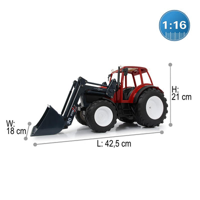 JAMARA 405050 Lindner Geotrac mit Frontlader 1:16 2,4GHz – realistischer Motorsound (abschaltbar), Rückfahrwarnsound, Hupe, 2 Radantrieb, helle LED‘s vorne, Blinker, Demofunktion, Rot