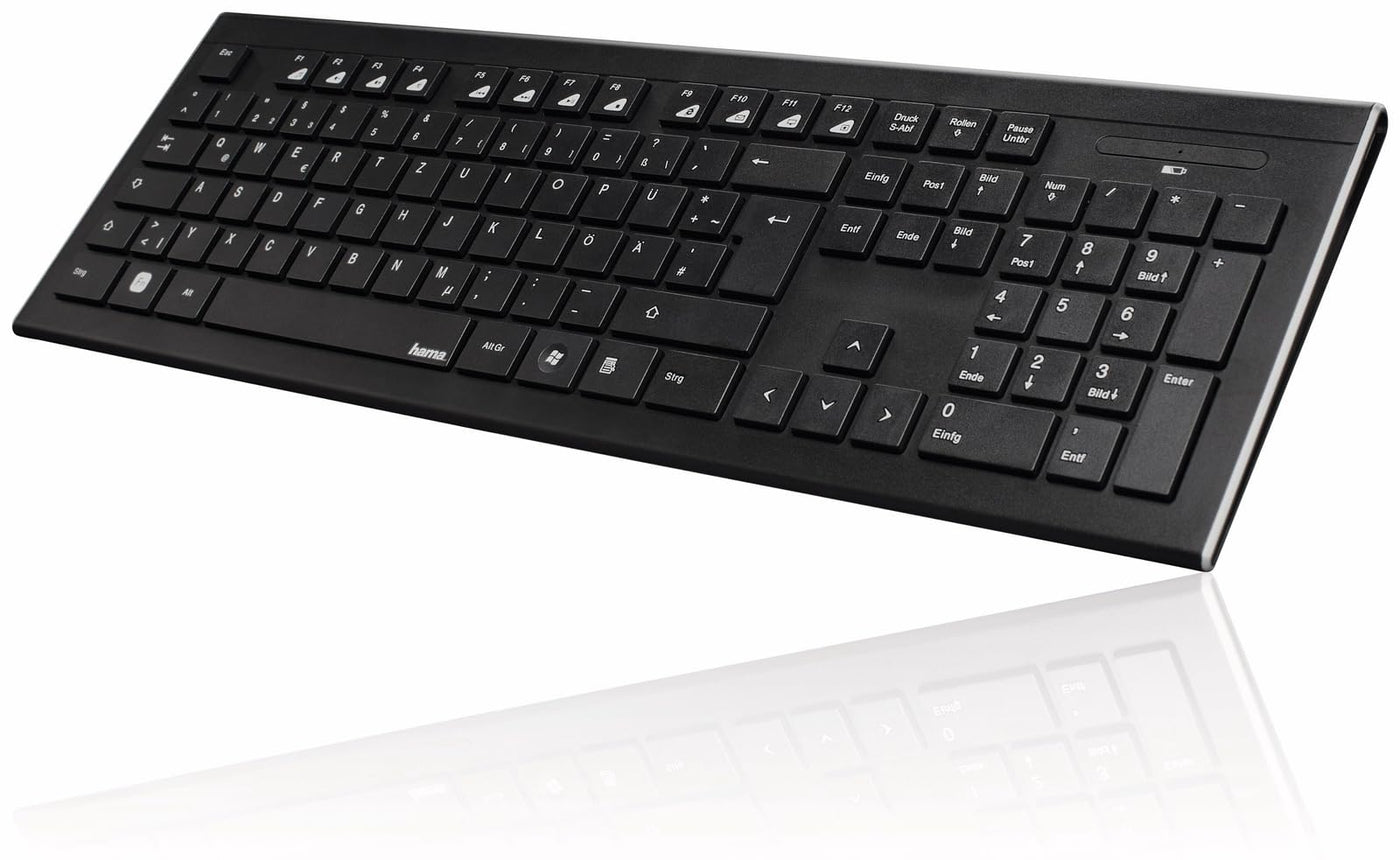 Tastatur und Maus Set (kabellos, 2,4 GHz Funktechnologie, 12 Mediatasten, Qwertz deutsches Tastenlayout, Nummernblock, Keyboard)