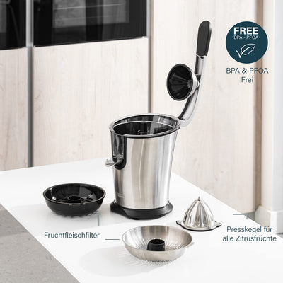 Princess Master Juicer Pro – Edelstahl Presskegel – Rostfreier Edelstahl – 201860 – Silber