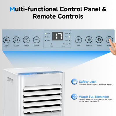 Klimaanlage Mobil 9000 BTU, LEENON Mobil Klimagerät 4 in 1 Kühlen Entfeuchten Ventilato& Schlafmodus, 2.6KW Mobile Klimaanlage mit Abluftschlauch, Fernbedienung/24h Time für Zuhause Bür bis zu 35 m²