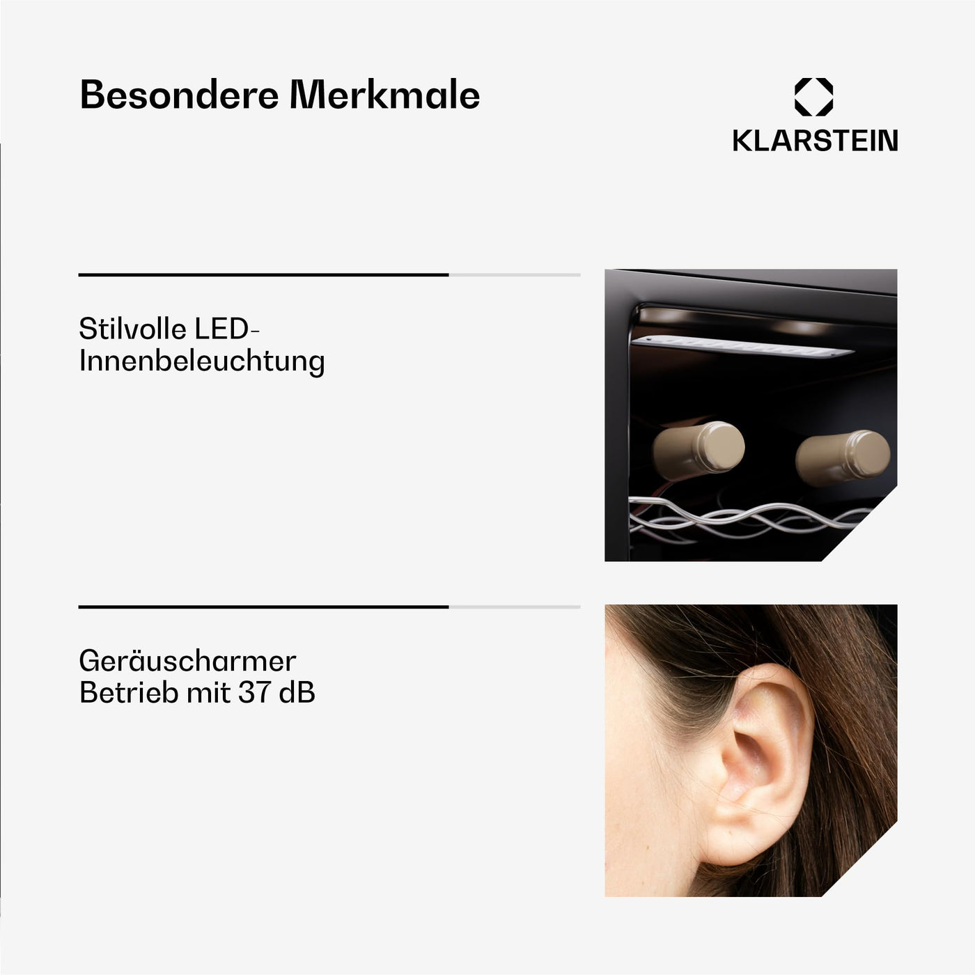 Klarstein Freistehender Weinkühlschrank 1 Zone, Getränkekühlschrank Klein, Kleiner Weinschrank, Wein-Kühlschrank Klein mit Glastür, Indoor/Outdoor Flaschenkühlschrank, Wine Fridge, 12 Flaschen