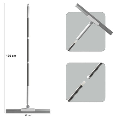 SUIXI Duschabzieher, Wasserabzieher mit 42cm Silikon Lippe, 3 Teile Griff 130cm, Entfernt Wasser, Tierhaare und Seifenwasser, Wasserschieber für Badezimmerböden, Fenster, Spiegel