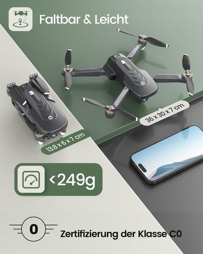 Holy Stone HS175D Faltbar GPS Drohne mit 4K Kamera für Erwachsene, RC Quadrocopter mit 46 Min. Lange Flugzeit, Follow-Me, Bürstenlos Motor,Tap-Fly,Point of Interest Höhenhaltung Drohnen für Anfänger