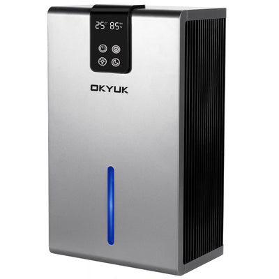 Luftentfeuchter Elektrisch 2700ml, Luftentfeuchter für Zuhause mit automatischer Abschaltung, 7-Farben-LED-Licht, ideal für Wohnmobil, Badezimmer, Schlafzimmer,Keller (Grau)