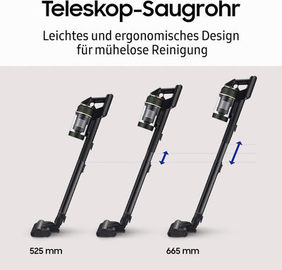 Samsung Bespoke Jet Plus CompleteClean Akku-Staubsauger, Teleskopierbar, All-in-one Clean Station, Inkl. Ersatz-Akku und Zubehör, Misty White, VS20B95C43W/WD, 210 W