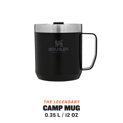 Stanley Classic Legendary Camp Mug Thermobecher 354 ml - Hält 1.5 Stunden Heiß - 3 Stunden Kalt - BPA-Frei - Spülmaschinenfest - Edelstahl Kaffeebecher To Go - Matte Black