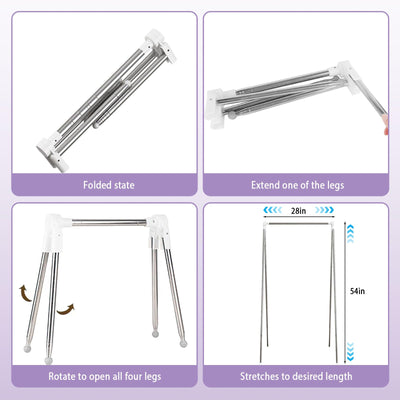 JABNOW Tragbarer Kleiderständer Klappbar,13-28 Zoll Teleskop Wäscheständer Mit 2 Klappbügeln,Verstellbarer Reise kleiderständer,Wäscheständer Klein Klappbar aus Edelstahl für Reisen,Camping,Zuhause